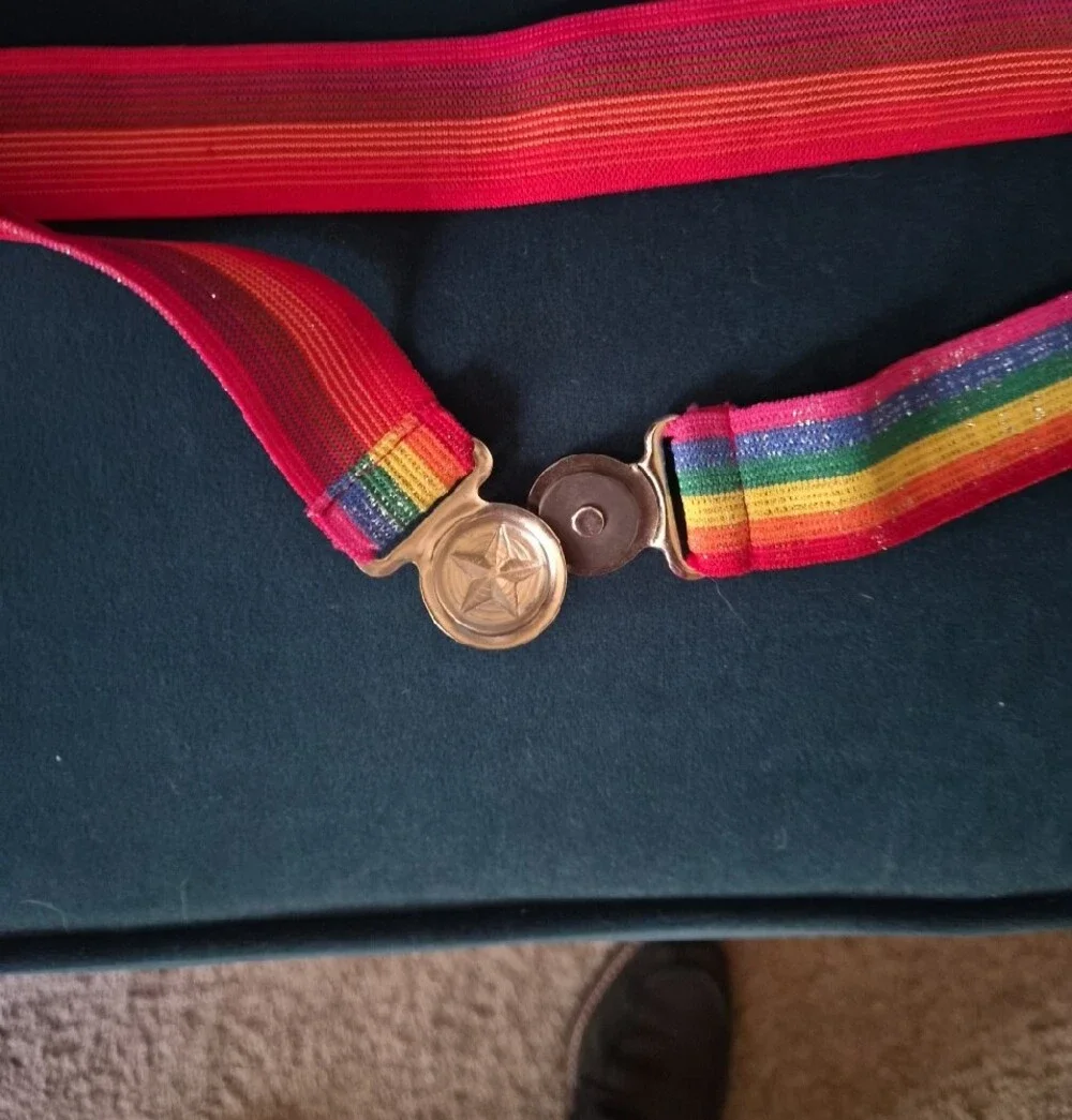 Rainbow Elastic Waist Belt with Gold Star Buckle